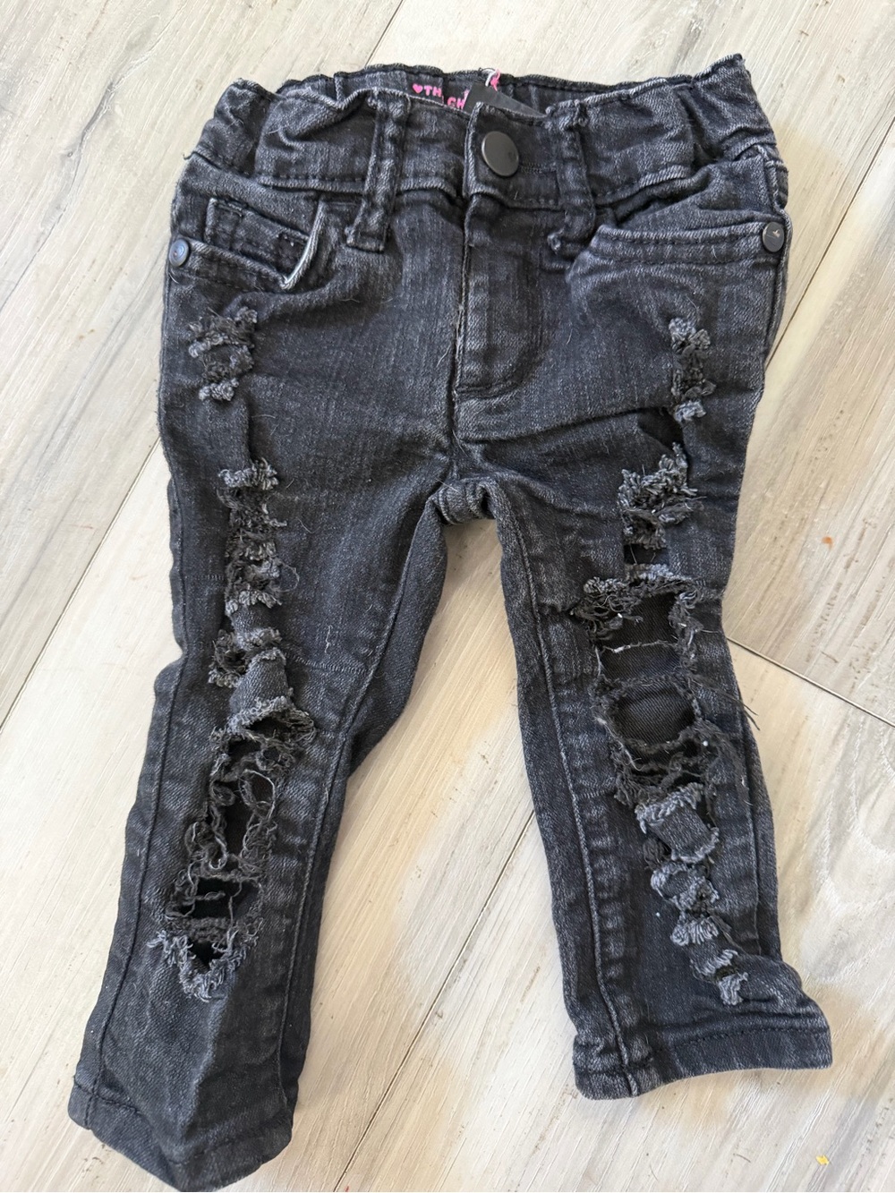 6-9 month Black Distressed Denim Jeggings